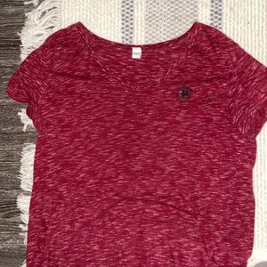 Red and white heathered primrose top.